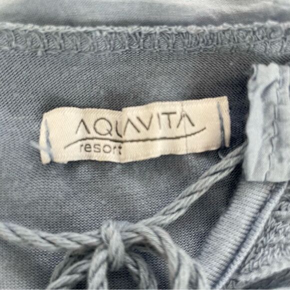 Aquavita Resort Square Flowing Handkerchief Hem Embroidered Beach Top OSFM - Picture 6 of 6